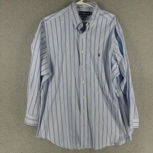 Ralph‎ Lauren Shirt Mens 17.5x32/33 Blue Striped Long Sleeve Classic Fit Dress
